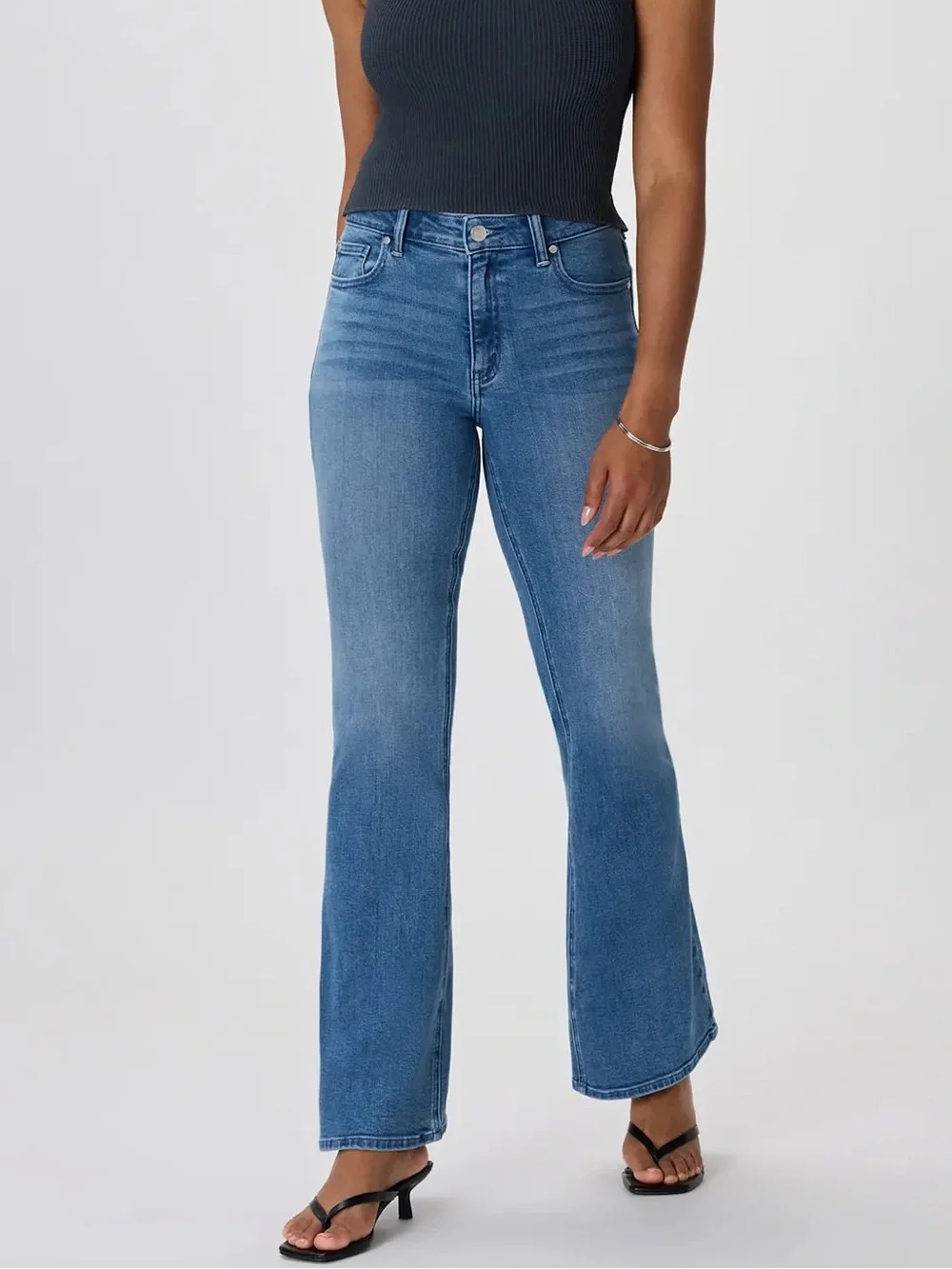 Quince Luna Stretch Flare Jeans in Seaside Blue